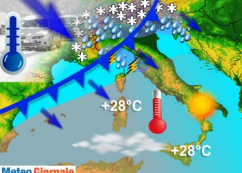 meteo-in-rapido-cambiamento-su-italia:-breve-caldo-al-centro-sud,-maltempo-al-nord-e-neve-forte-su-alpi