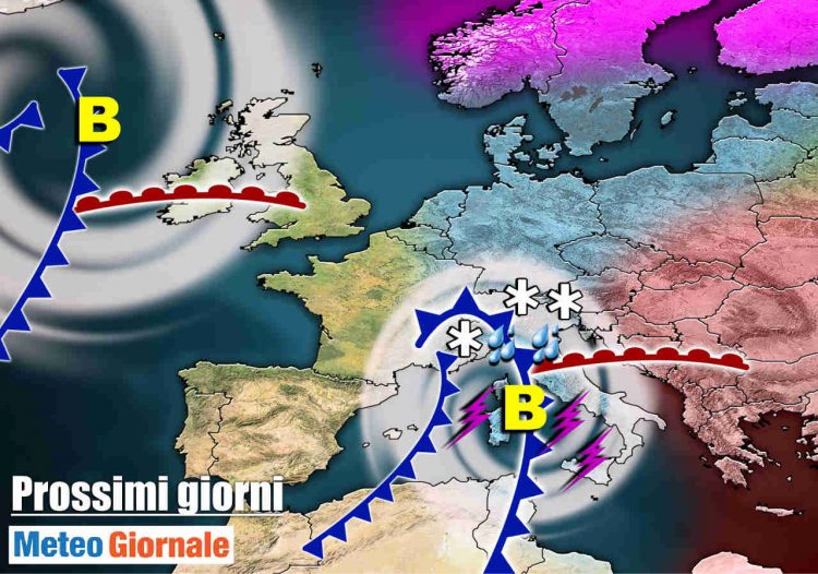 meteo-7-giorni:-perturbazioni-in-serie,-ancora-pioggia-e-neve-a-quote-basse