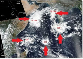 meteo-estremo:-cinque-tempeste-nell’oceano-indiano,-pericolo-pawan-verso-la-somalia