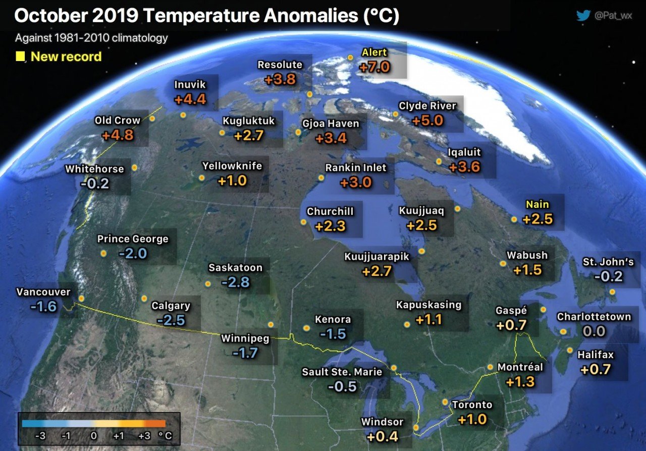 Meteo e clima Canada a Ottobre 2019: caldo record nelle zone artiche ...